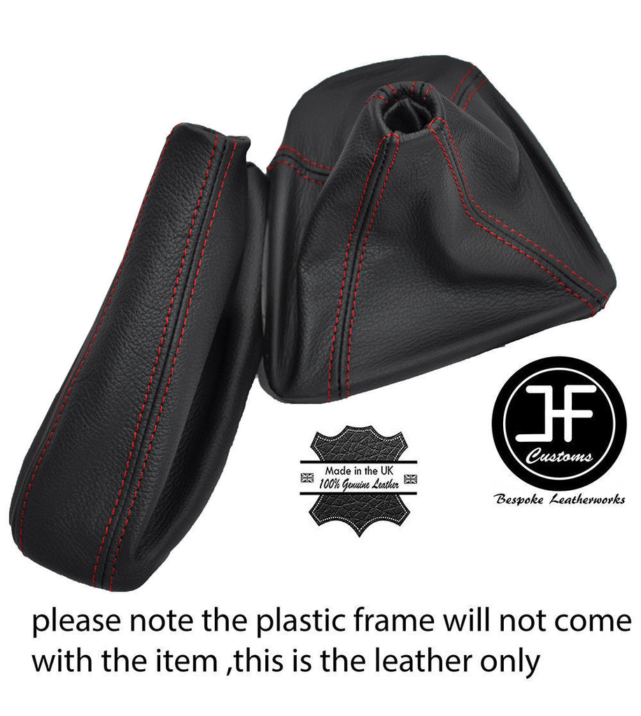 RED STITCH FOR BMW E46 3 SERIES 1998-2005 GEAR HANDBRAKE GAITER SET LEATHER