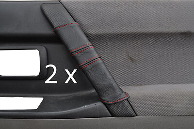 red stitching FITS MITSUBISHI SHOGUN 2000-2011 2X DOOR HANDLE LEATHER COVERS