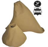 CREAM LEATHER SKIN MANUAL GEAR & HANDBRAKE GAITERS FITS FIAT 500 2007-2015