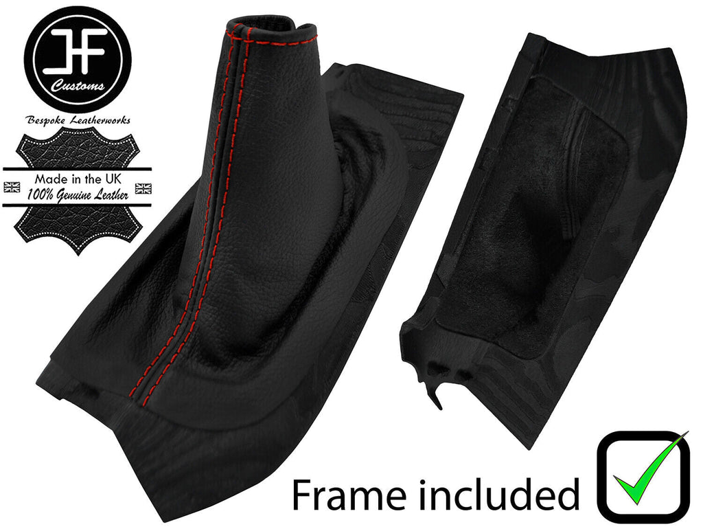 RED STITCH LEATHER HANDBRAKE GAITER+PLASTIC FRAME FOR VOLVO S60 2001-2007