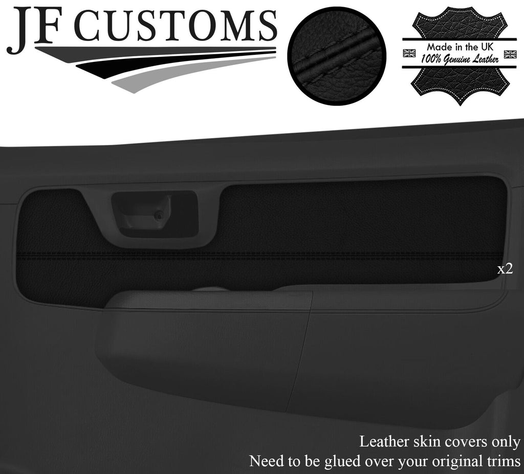 BLACK STITCH 2X REAR DOOR CARD TRIM SKIN COVERS FITS TOYOTA HILUX 05-15 STYLE 2