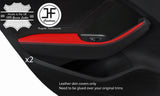 BLACK& RED 2X REAR DOOR HANDLE ARMREST LEATHER COVER FOR AUDI A3 13-19 5 DOOR