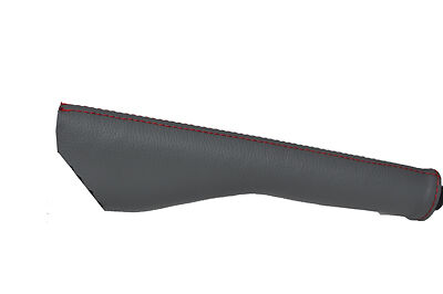 RED STITCH FITS VW CADDY 2004-2010 GREY LEATHER HANDBRAKE GAITOR CUSTOM NEW