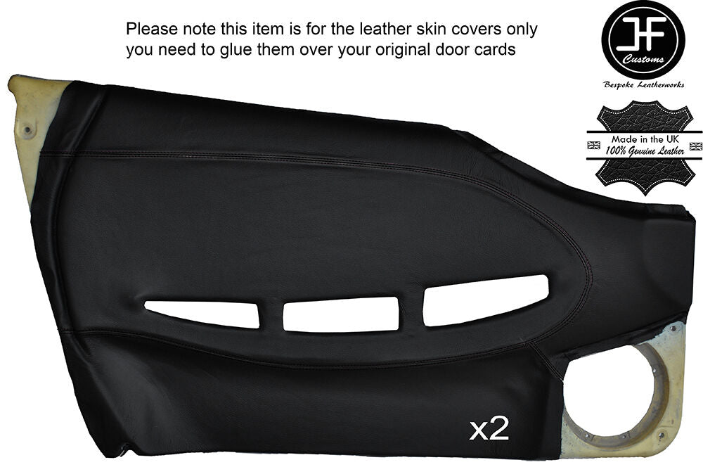 BLACK STITCHING 2X DOOR CARD TRIM LEATHER COVERS FITS FERRARI 360 1999-2005