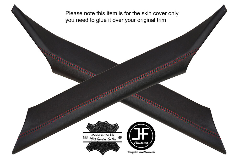 RED STITCH 2X A POST PILLAR LEATHER COVERS FITS RANGE ROVER VOGUE L322 02-06