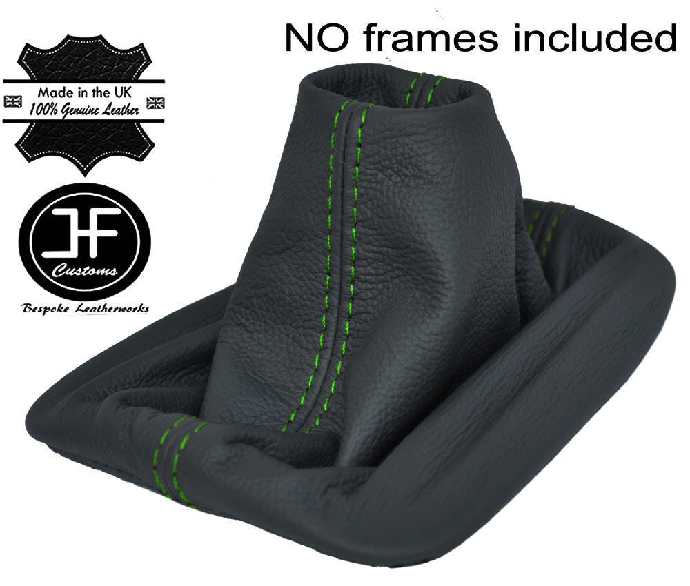 GREEN STITCHING MANUAL REAL GREY LEATHER GEAR GAITER FITS VW CADDY 10-13