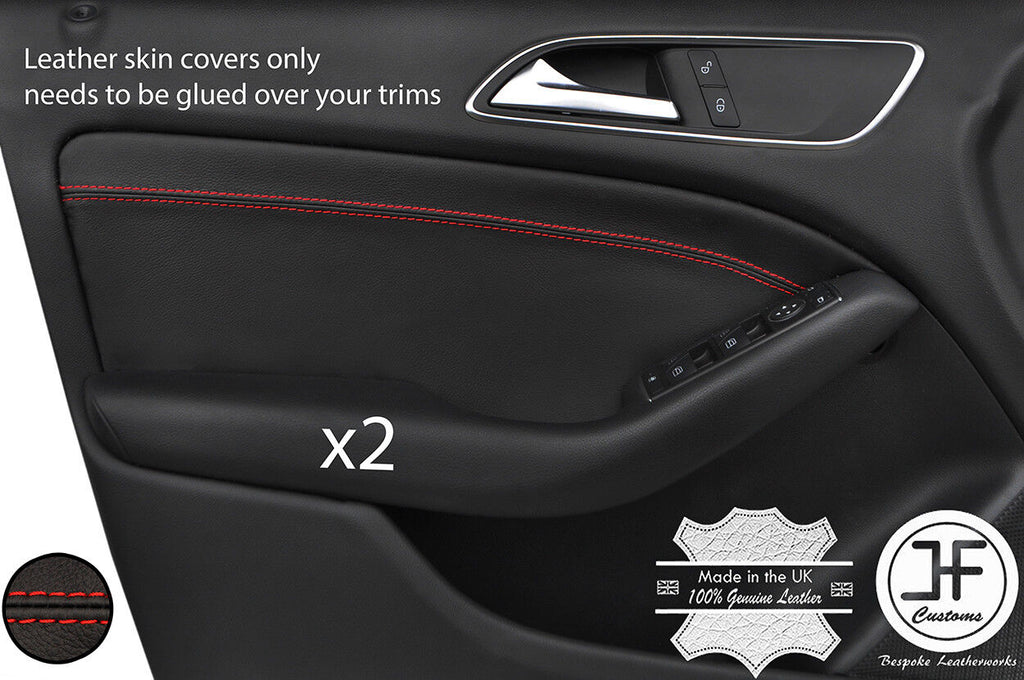 RED STITCH 2X FRONT DOOR CARD LEATHER COVERS FITS MERCEDES B CLASS W246 12-17
