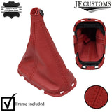 D RED LEATHER GEAR GAITER+PLASTIC FRAME FOR HYUNDAI ACCENT MK3 MC 05-11