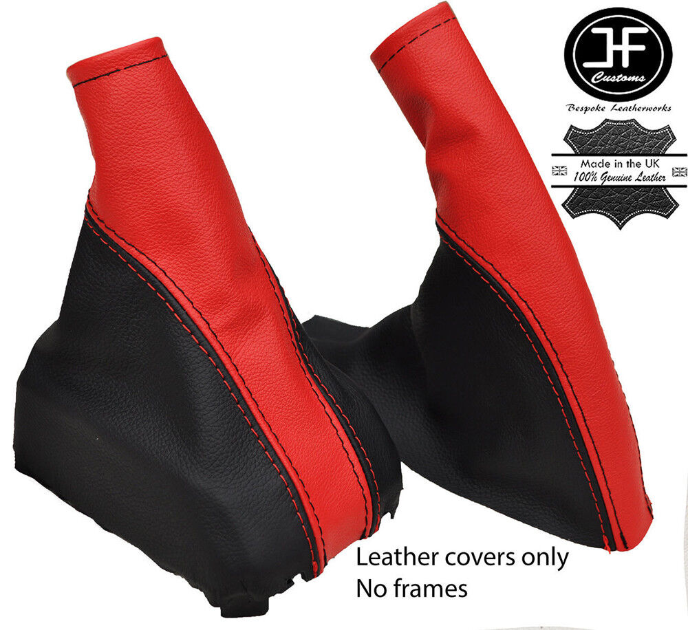 RED BLACK LEATHER FOR VAUXHALL OPEL CORSA B 93-2000 GEAR HANDBRAKE GAITER SET