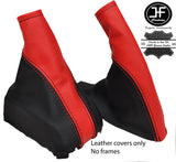 RED BLACK LEATHER FOR VAUXHALL OPEL CORSA B 93-2000 GEAR HANDBRAKE GAITER SET
