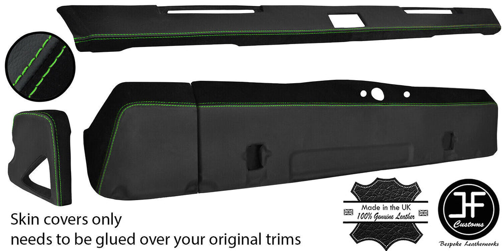 GREEN STITCH DASH DASHBOARD KIT LEATHER&SUEDE COVERS FOR DEFENDER 90 110 83-06