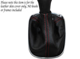 RED STITCHING MANUAL LEATHER GEAR GAITER FITS CHEVROLET TRAX 2012-2015