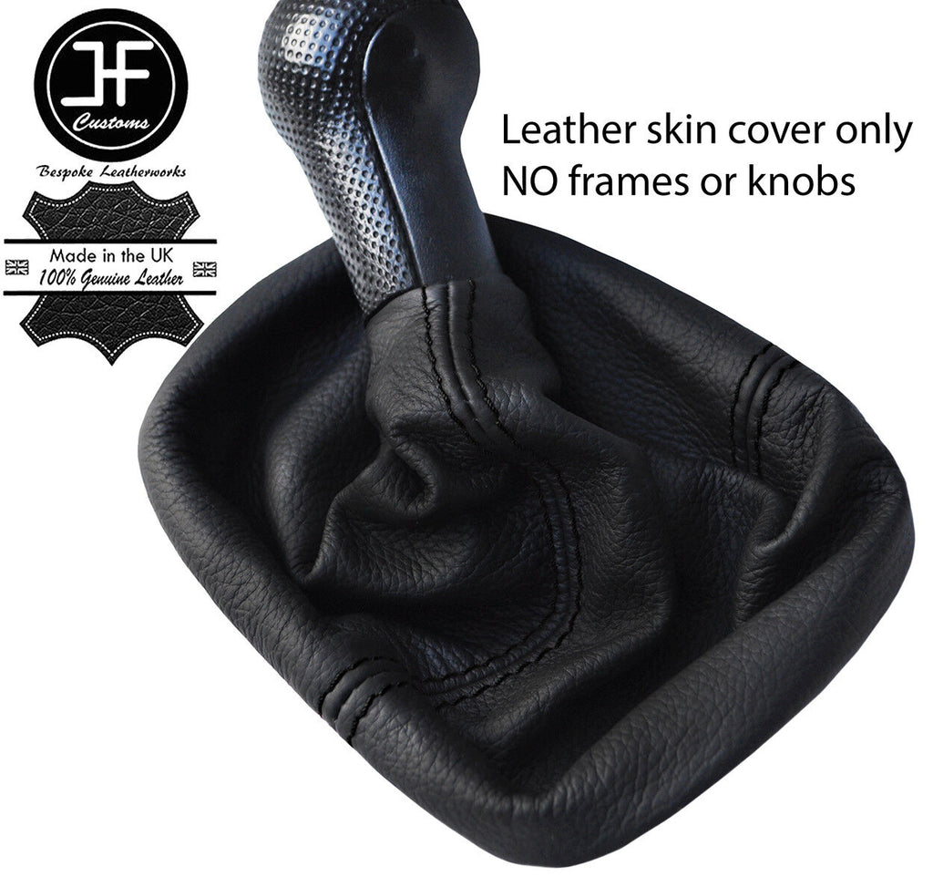 BLACK STITCH TOP GRAIN LEATHER MANUAL GEAR GAITER FITS VW POLO 6N2 1999-2001
