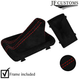 RED STITCH REAL SUEDE GEAR GAITER PLASTIC FRAME FOR AUDI Q5 2008-2015 DSG
