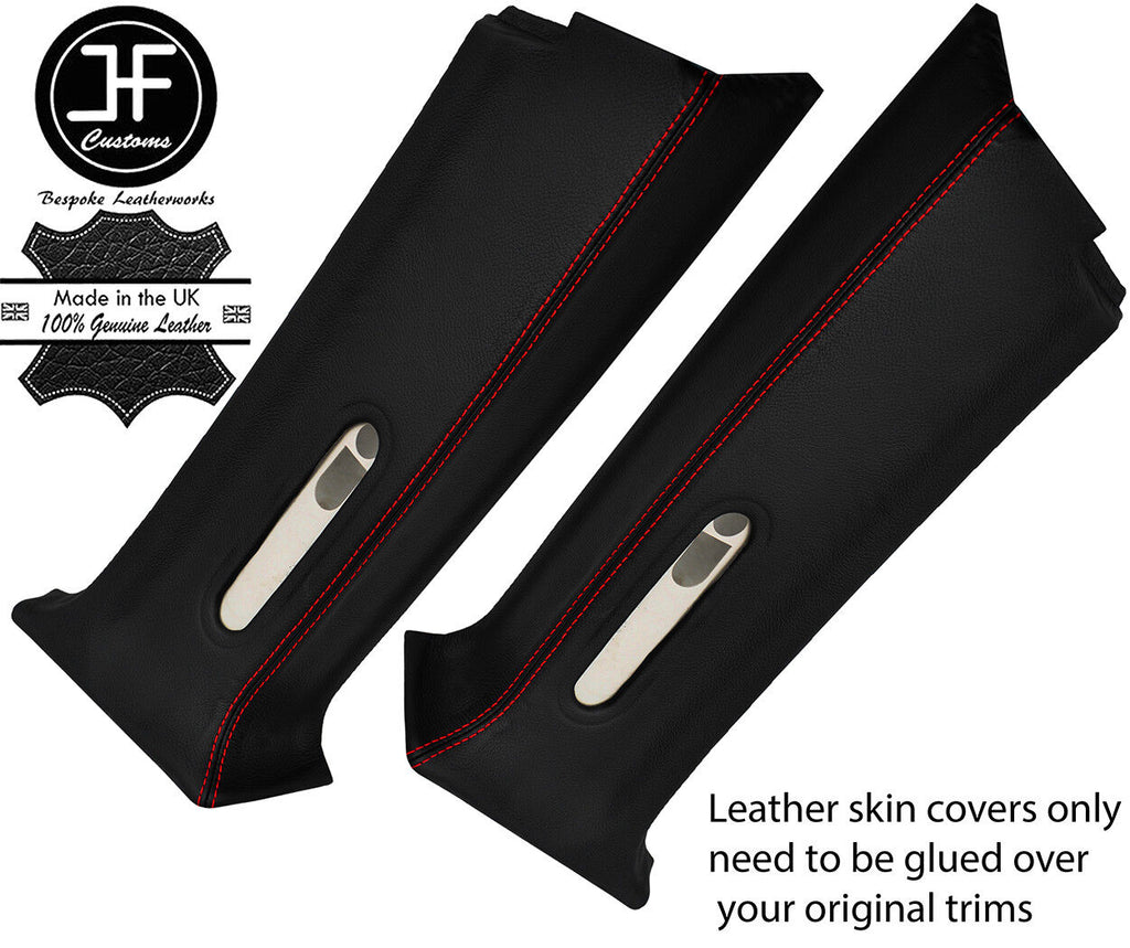 RED  STITCH LEATHER 2X REAR D  PILLAR COVERS FITS RANGE ROVER P38 1994-2002