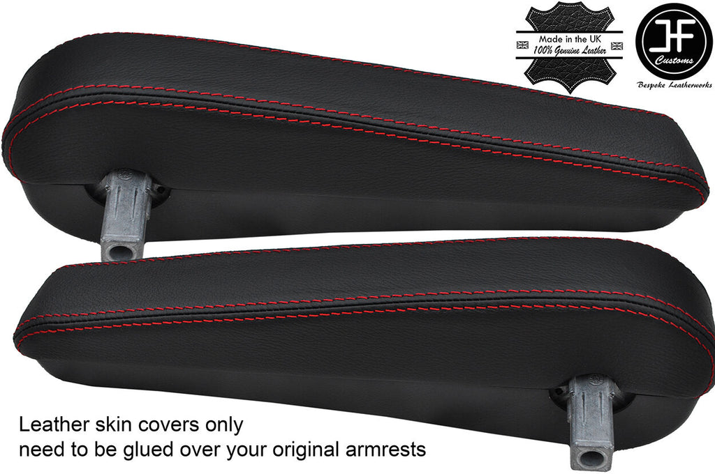 RED STITCH 2X ARMREST SKIN COVERS FITS MERCEDES V CLASS VITO W638 1996-2003
