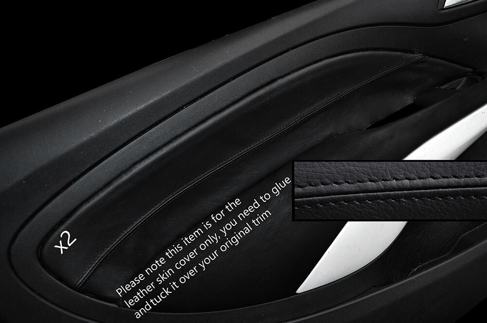 BLACK STITCH 2X FRONT DOOR CARD TRIM SKIN COVER FITS VAUXHALL OPEL ADAM 12-15