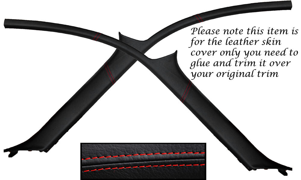 RED STITCH WINDSCREEN A PILLAR LEATHER COVERS FITS TOYOTA SUPRA MK4 93-02