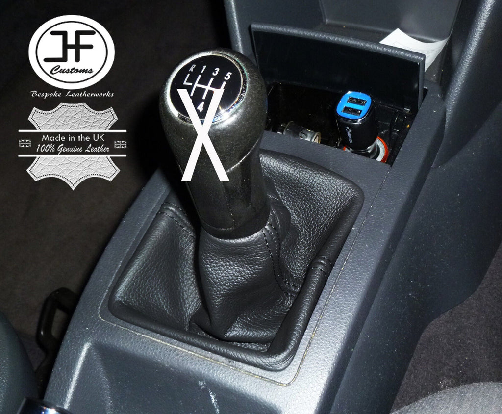 BLACK STITCH FOR VW POLO 9N 9N2 2002-2009 GENUINE LEATHER GEAR GAITOR CUSTOM NEW