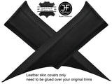 BLACK STITCH 2X REAR C PILLAR REAL LEATHER COVERS FITS FORD MUSTANG COUPE 15-18