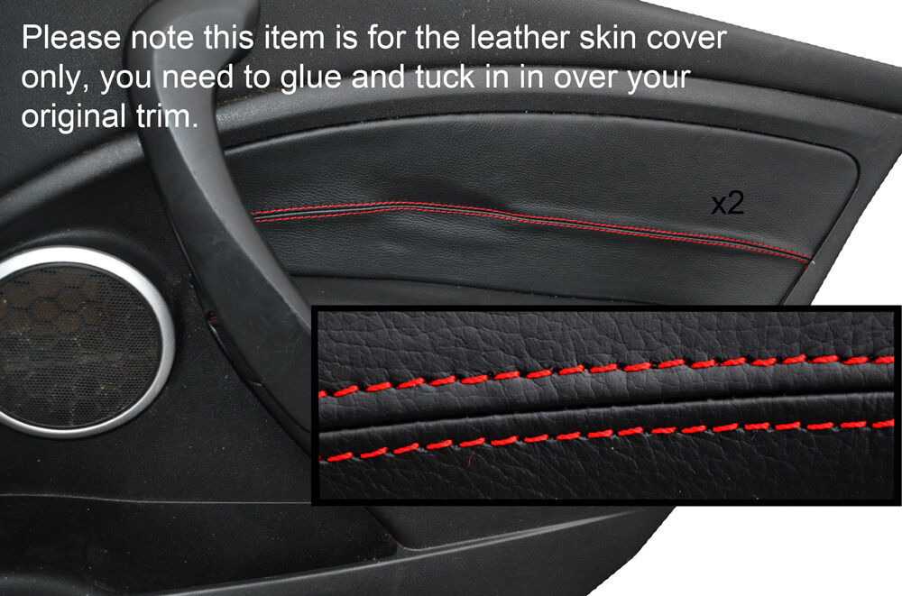RED STITCH 2X FRONT DOOR CARD TRIM COVERS FITS RENAULT MEGANE MK3 08-13 5DR