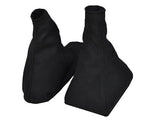 BLACK STITCHING FITS ALFA ROMEO 147 2001-2010 GEAR HANDBRAKE GAITERS REAL SUEDE
