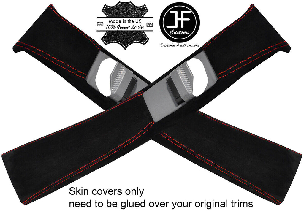 RED STITCH 2X B PILLAR REAL SUEDE COVERS FOR MERCEDES E CLASS W210 1995-2002
