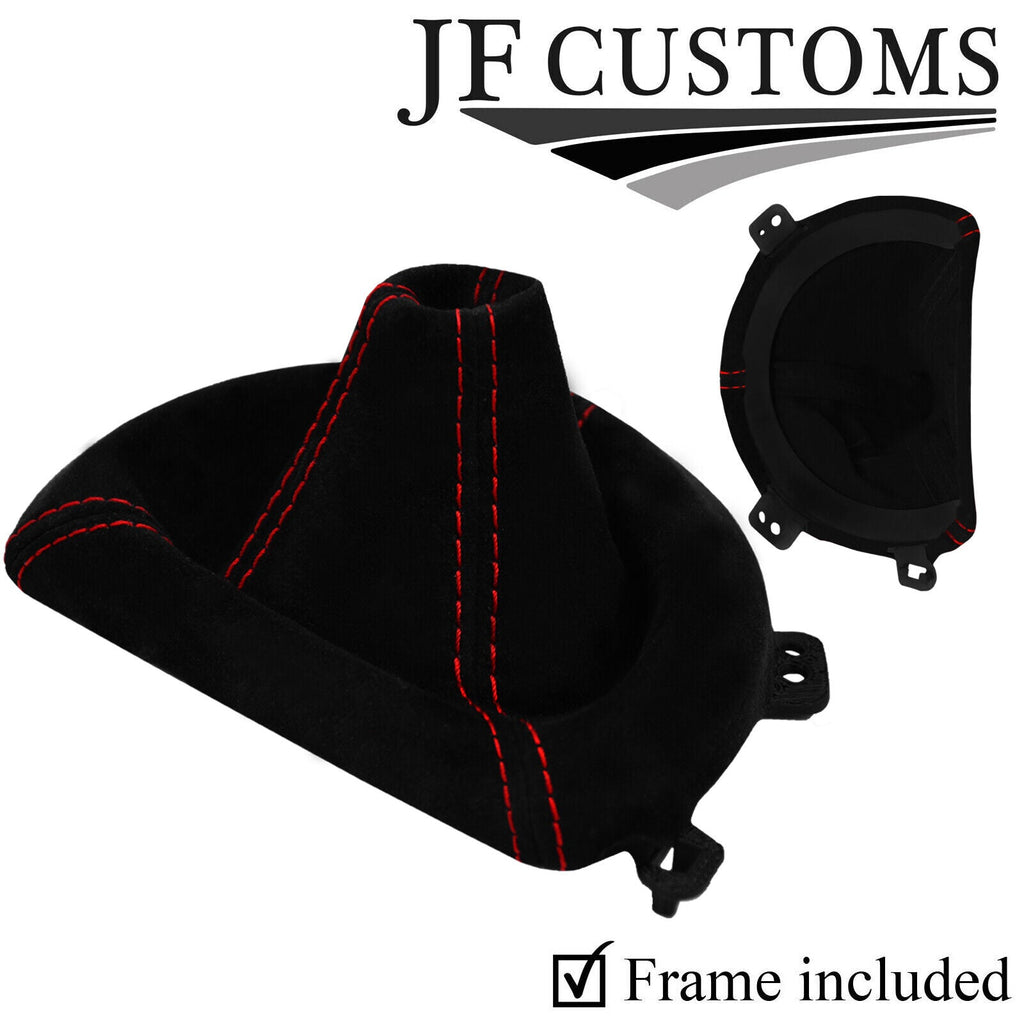 RED STITCH ITALIAN SUEDE AUTO GEAR GAITER+PLASTIC FRAME FOR TOYOTA GT86 12-18