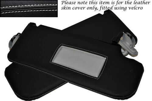 WHITE STITCH 2X SUN VISORS LEATHER SKIN COVERS FITS VAUXHALL OPEL ADAM 12-15