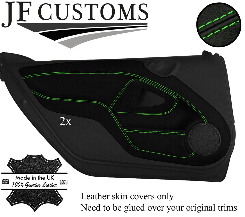 GREEN STITCH 2X FRONT DOOR TRIM KIT LEATHER COVERS FOR SMART FORTWO 451 07-14