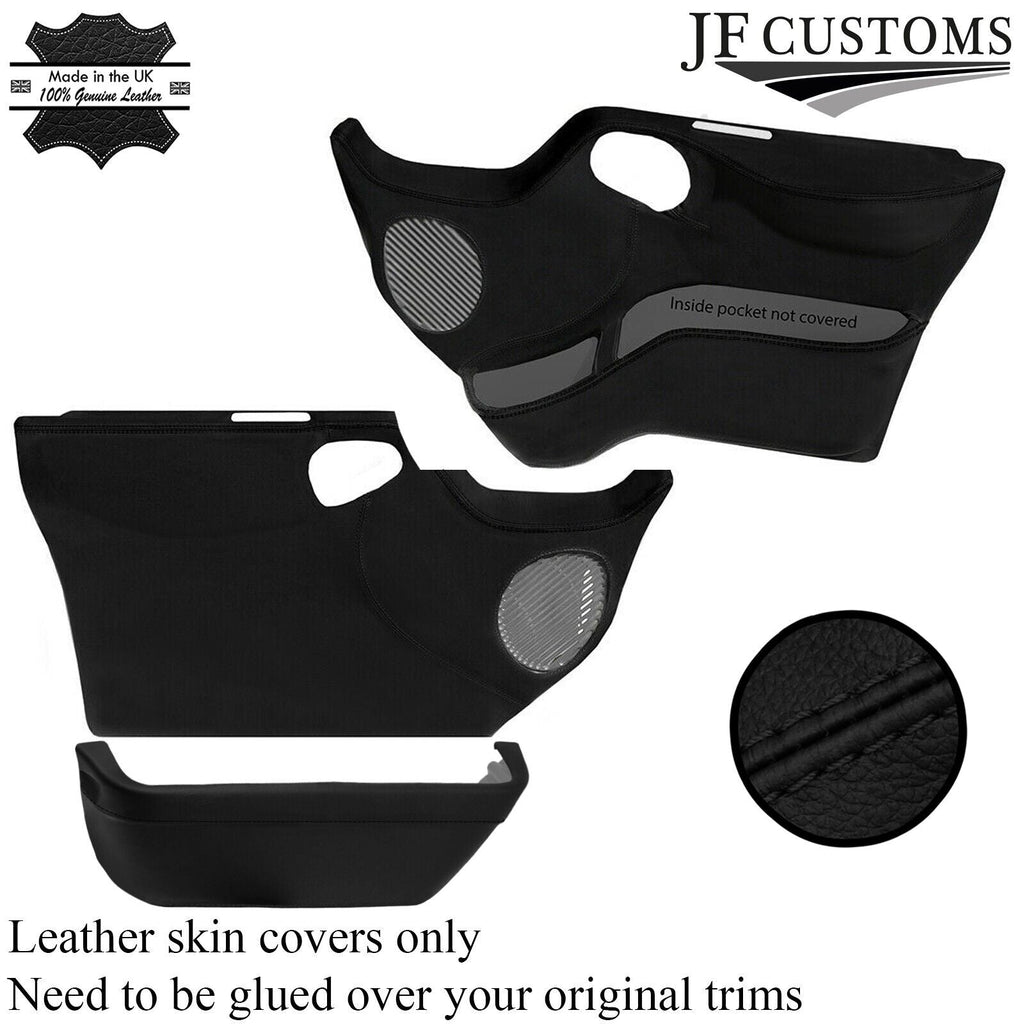 BLACK STITCH 2X FRONT FULL DOOR CARD LEATHER COVERS FITS FORD TRANSIT MK7 06-14