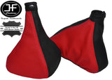 RED & BLACK LEATHER FOR ALFA ROMEO 156 1998-2002 GEAR HANDBRAKE GAITERS SET