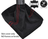 RED STITCHING REAL SUEDE MANUAL GEAR GAITER FITS VW POLO 9N 9N2 2002-2009