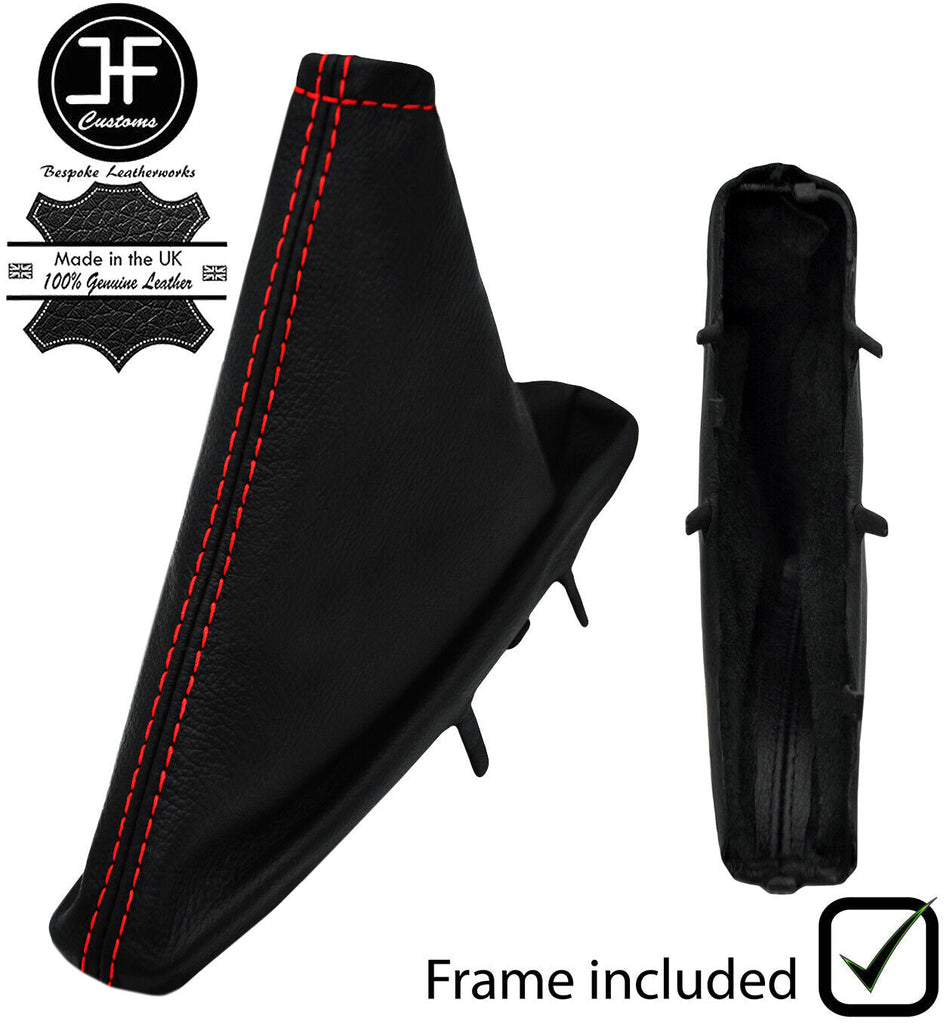 RED STCH LEATHR HANDBRAKE GAITER+PLASTIC FRAME FOR VAUXHALL ASTRA K MK7 16-19