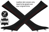 RED STITCH 2X A POST PILLAR LEATHER COVERS FITS BMW 3 SERIES F30 F31 11-18