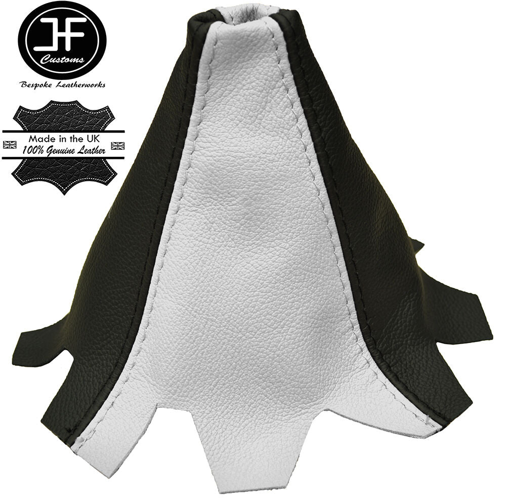 WHITE BLACK LEATHER MANUAL GAITER FOR VW T5 TRANSPORTER MULTIVAN 2003-2010