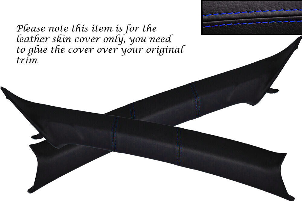 BLUE STITCH 2X A PILLAR COVERS FITS MITSUBISHI EVO 7 8 9 VII VIII IX CUSTOM NEW