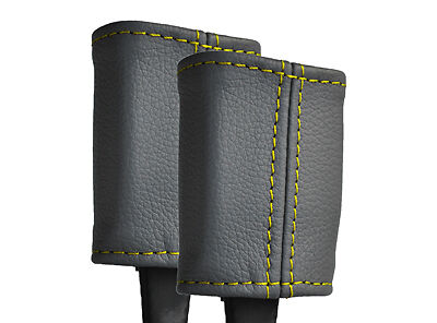 YELLOW STITCH FITS VW BEETLE 2002-2012 2X FRONT SEAT BELT GREY LEATHER COVERS