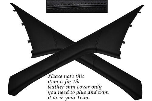 BLACK STITCH FITS FORD TRANSIT CONNECT 02-13 2X WINDSCREEN A PILLAR LTHR COVERS