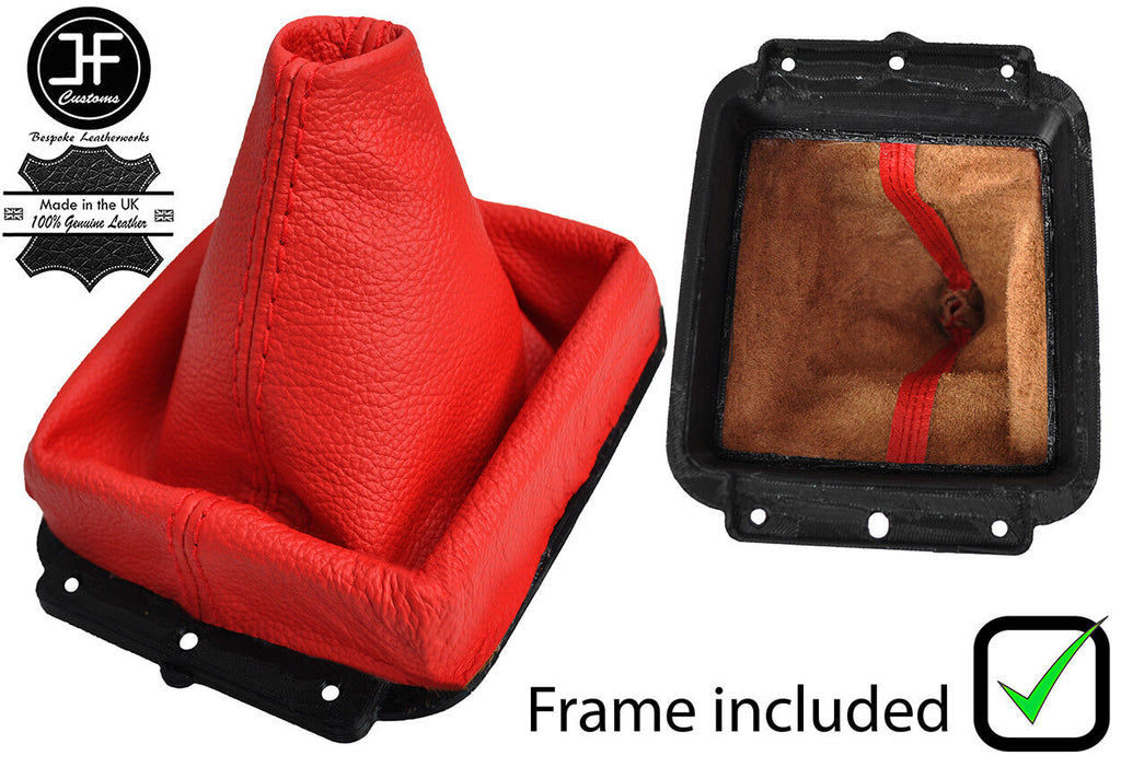 RED REAL LEATHER GEAR +PLASTIC FRAME FOR MITSUBISHI LANCER EVO 10 X 08-16