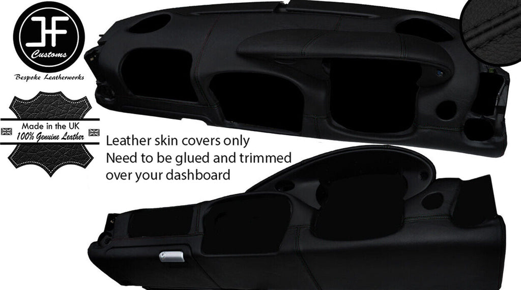 BLACK STITCH DASH DASHBOARD REAL LEATHER COVER FITS PORSCHE 986 BOXSTER 03-04