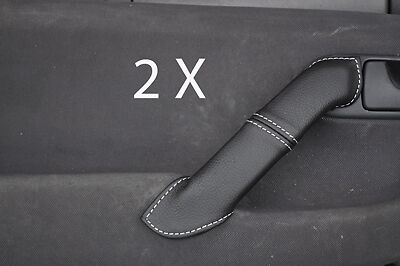 white stitch FITS VW LUPO 98-05 2X FRONT DOOR HANDLE LEATHER COVERS CUSTOM NEW