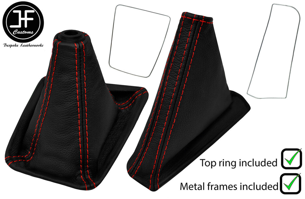 RED STITCH LEATHER GAITER SET+FRAME+TOP RING FOR NISSAN SKYLINE R32 1989-1993