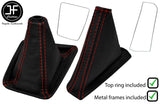 RED STITCH LEATHER GAITER SET+FRAME+TOP RING FOR NISSAN SKYLINE R32 1989-1993
