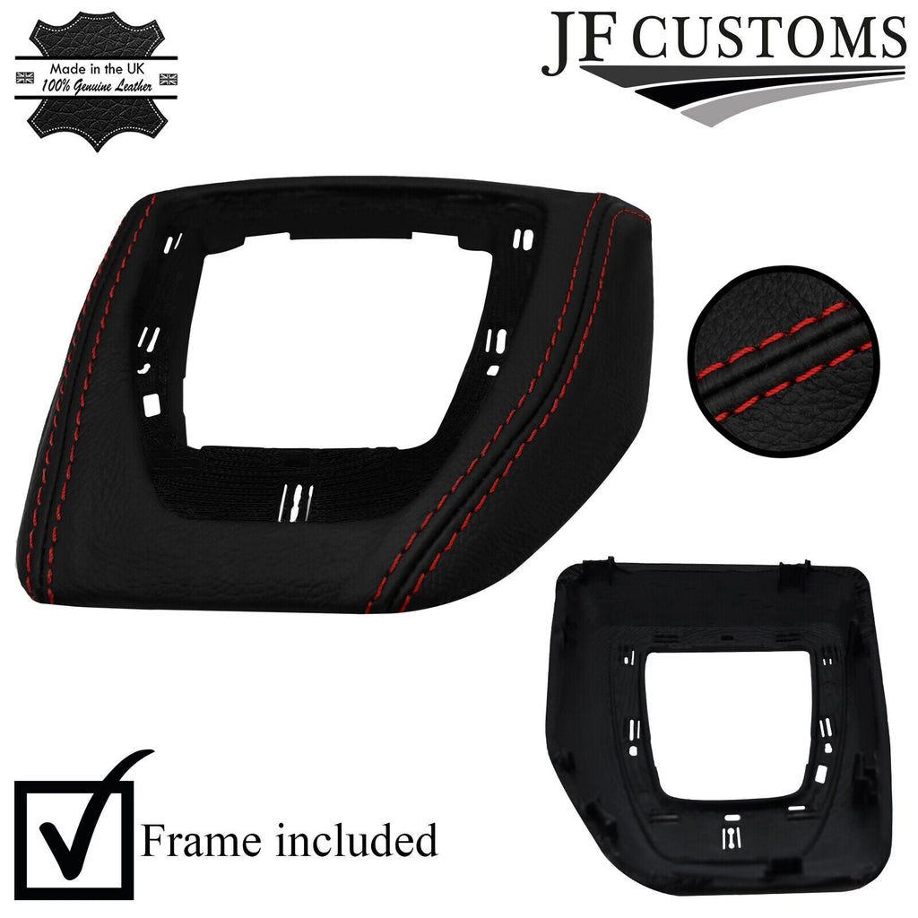 DARK RED STITCH LEATHER AUTOMATIC DCT GEAR SURROUND+FRAME FOR BMW X1 E84 12-14