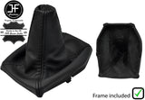 BLACK & BLACK LEATHER GEAR GAITER + PLASTIC FRAME FOR FORD FIESTA MK9 2013-2019
