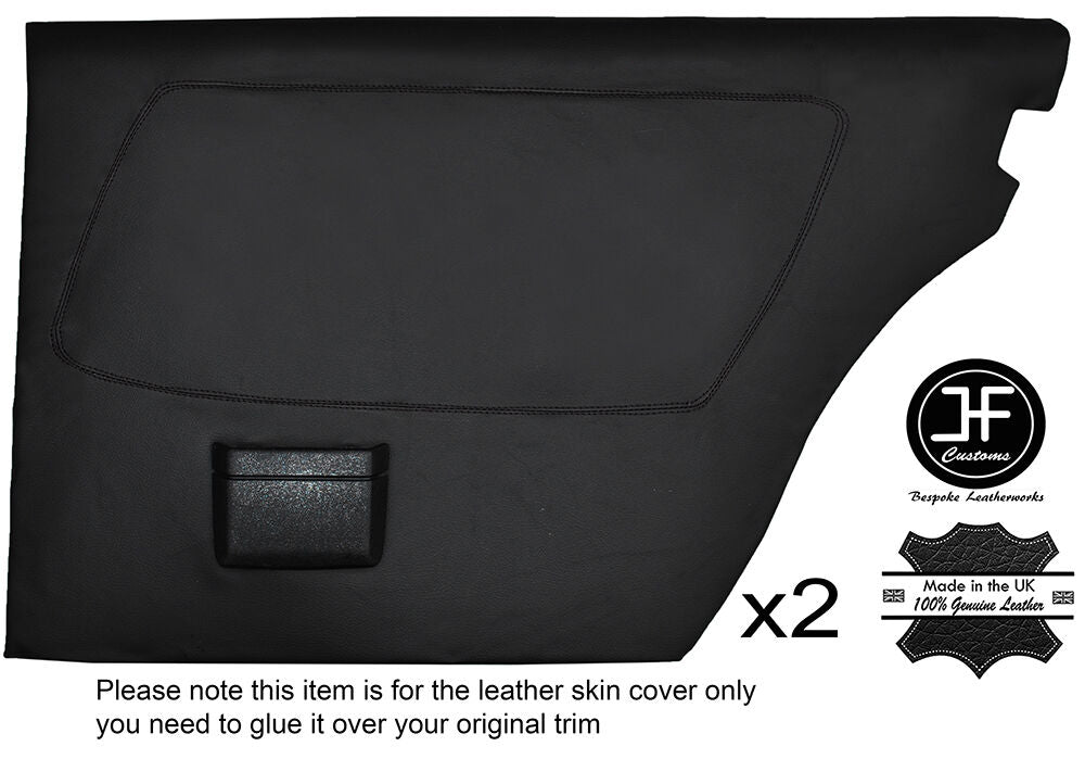 BLACK STITCH 2X REAR FULL DOOR CARD LEATHER COVERS FITS MERCEDES W123 1978-1985