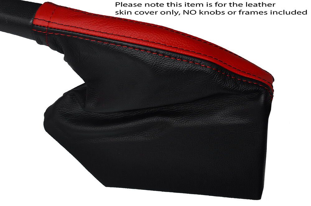 BLACK & RED STRIPE LEATHER HANDBRAKE GAITER FITS SUBARU IMPREZA WRX STI 08-15