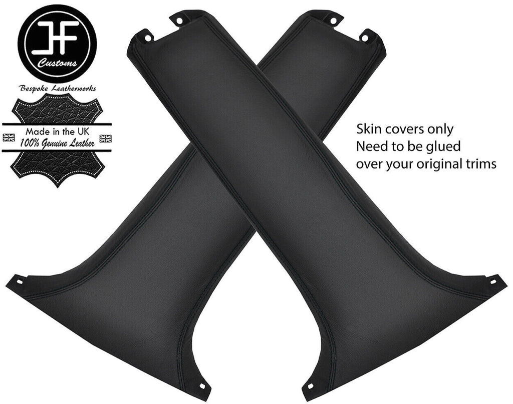BLACK STITCH 2X LOWER B PILLAR LEATHER COVERS FITS FORD FOCUS MK1 98-04 5 DOOR