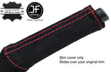 RED STITCHING REAL SUEDE HANDBRAKE HANDLE COVER FITS FIAT DOBLO 2010-2015